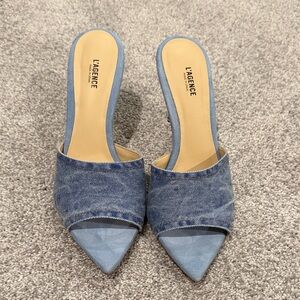 L'AGENCE Light Blue Denim Mules